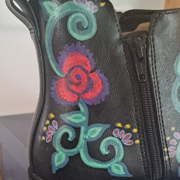 Hand Painted Colorful Butterfly Ankle Boots 8.5 - Picture 9 of 11
